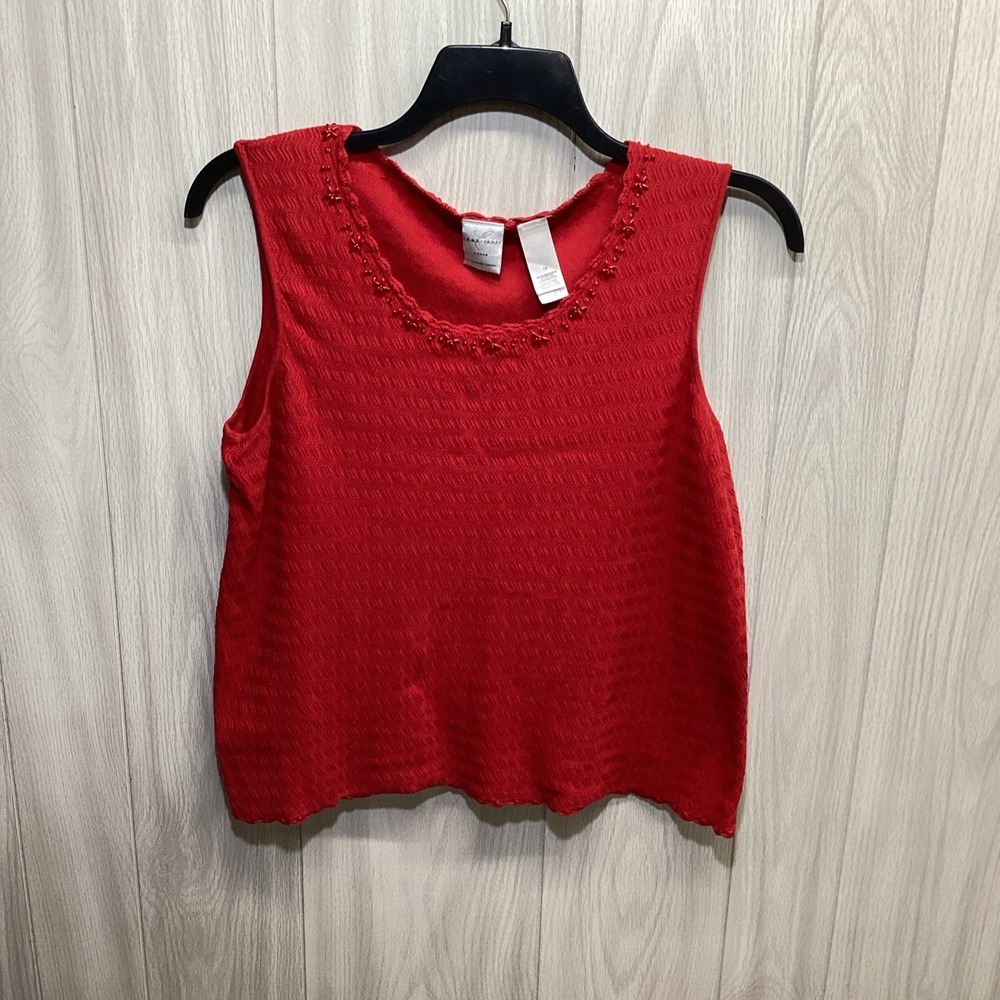 EMMA JAMES Women's (Size 1X) Sleeveless Round‎ Neck Sweater Neck Accent